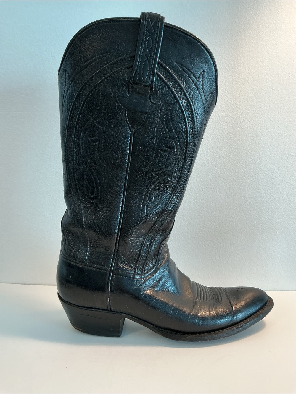 Lucchese Black Calfskin “Louis Cording” Boots Sz 7.5B